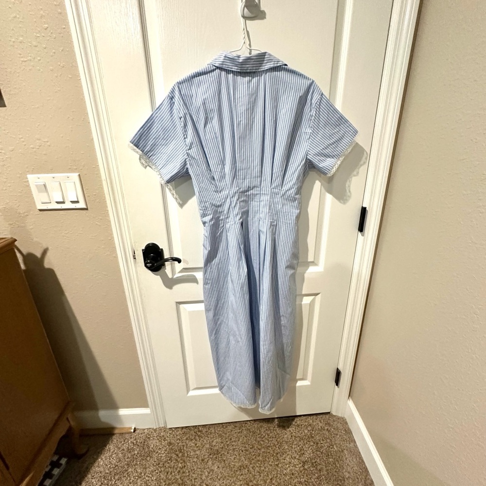J. Crew Light Blue and White Striped Midi Shirt Dress - Picture 12 of 14